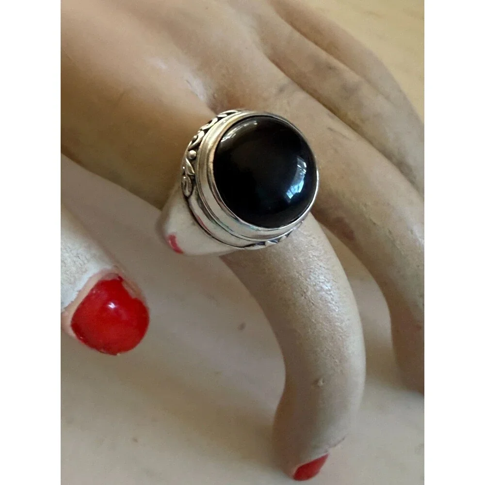 New Exex Claudia Agudelo Sterling Silver Onyx Ring Size 8.25